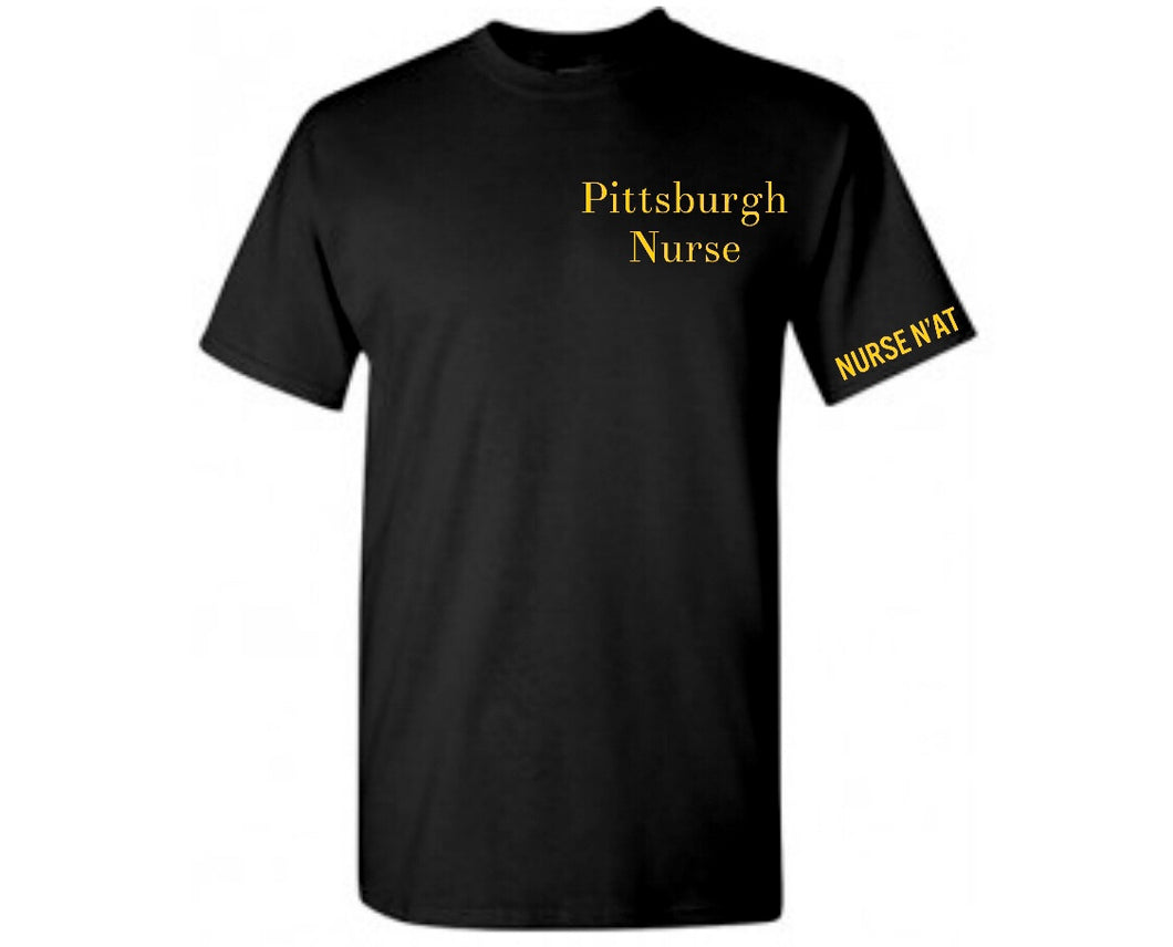 Unisex Pittsburgh Nurse T-Shirt -Left Chest Logo