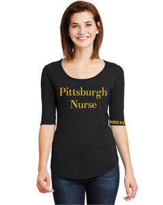 Pittsburgh Nurse Deep Scoop Neck, 1/2 Sleeves